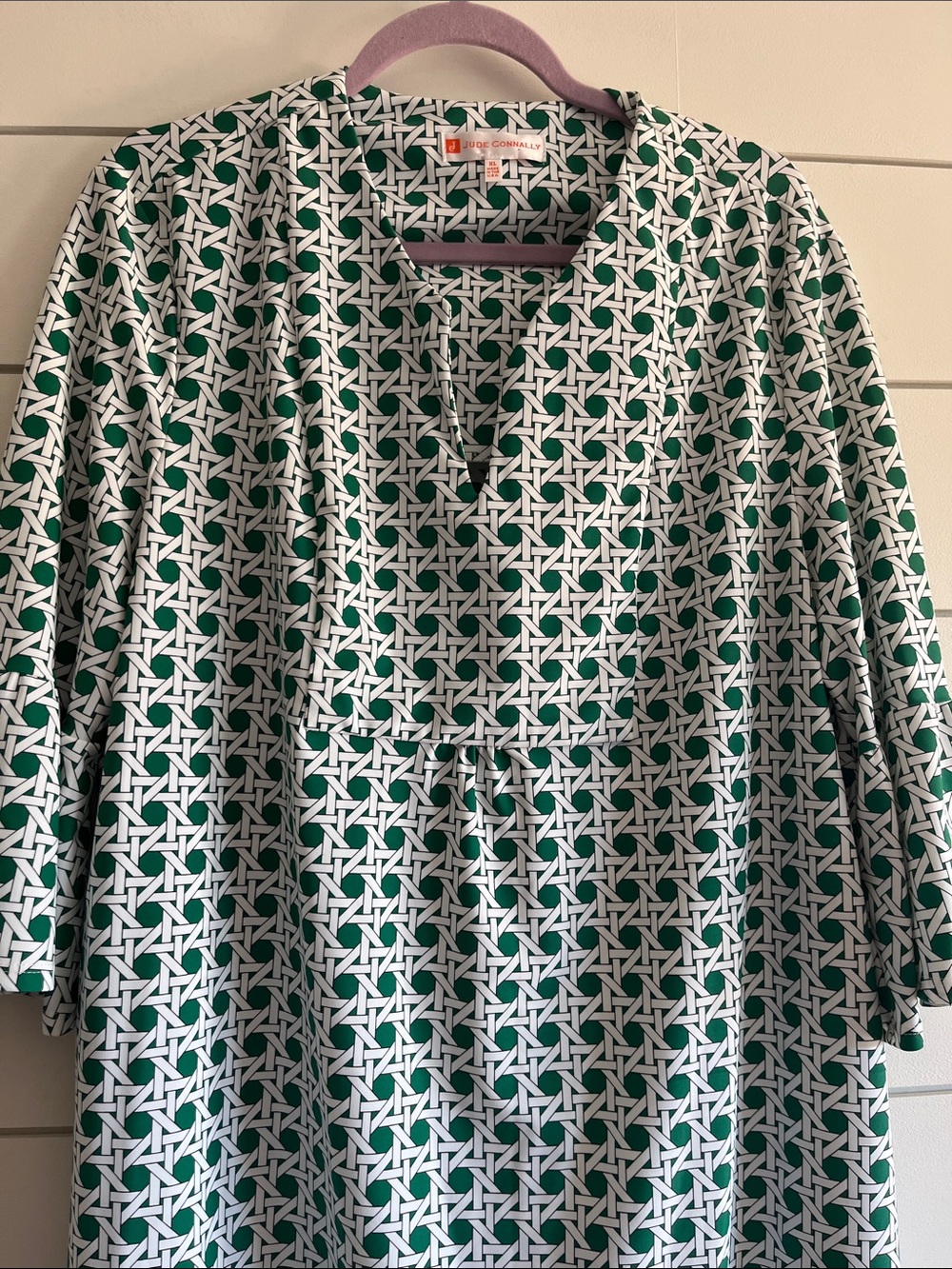 Jude Connally Kerry Green & White Rattan Print Aline Dress NWT NWT Size XL - Picture 5 of 11